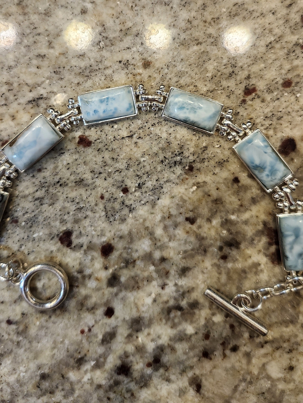 Silver Blue Larimar Link Bracelet - Women
